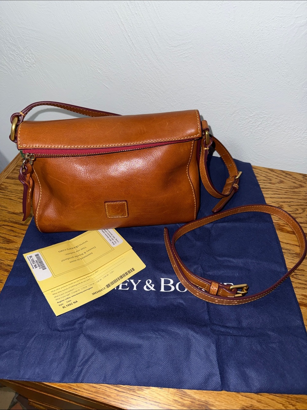 Dooney & Bourke Laurel Crossbody Shoulder Purse Natural Florentine Leather